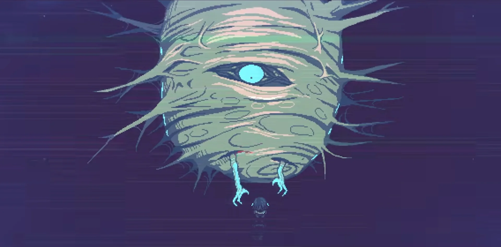 Fiona facing a towering one-eyed creature wrapped in bandages