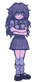 Full-body pixel art of the girl Fiona meets on the train